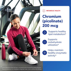 Chromium Picolinate 60 capsules label shows supplement facts and usage.