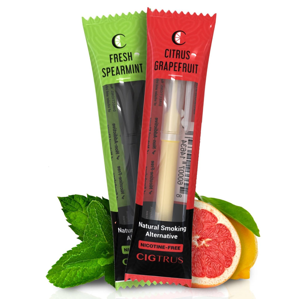 Cigtrus Craving Relief Inhaler front pack shows citrus-mint flavor for cravings on the go