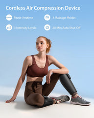 Close-up of Cincom calf massager mode display showing modes and intensities.