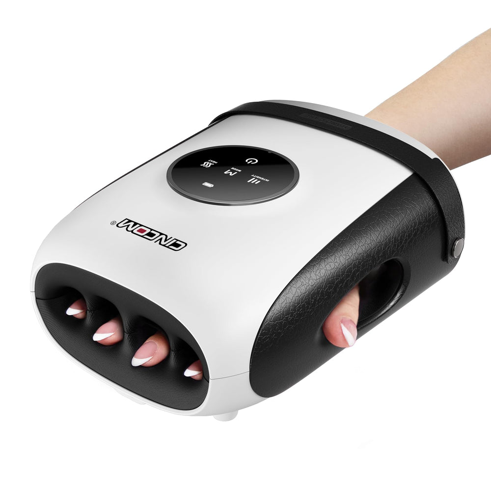 CINCOM Hand Massager with heat mode soothing stressed hands and fingers.