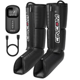 CINCOM leg massager in use with LCD controller for customizable compression