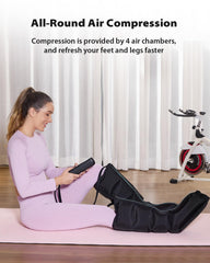 CINCOM leg massager in sequence mode delivers stepwise leg pressure.