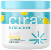 Cira Hydration Self-Love Lemonade powder poured into water for quick replenishment