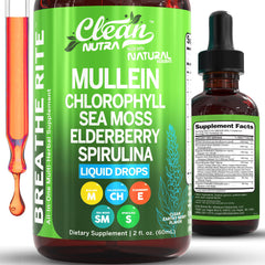 Clean Nutra Mullein Drops bottle for lungs supports daily respiratory comfort.