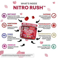 Clean Nutra Nitro Rush beet root gummies vibrant red color and health-forward formula