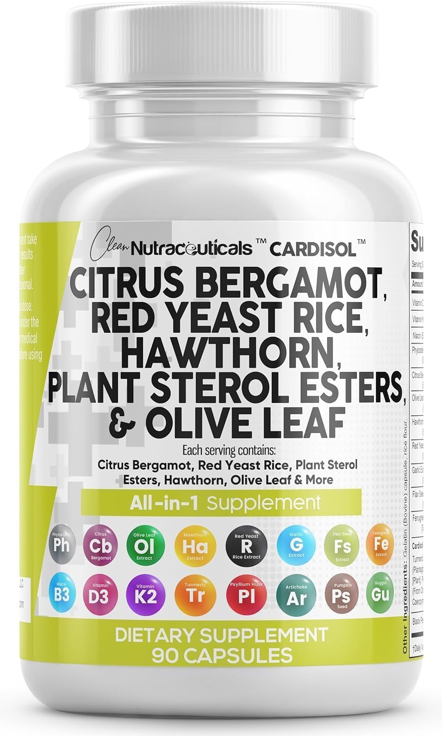 Clean Nutraceuticals Citrus Bergamot Red Yeast Rice capsules bottle supports overall wellness