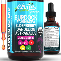 Clean Nutraceuticals Lymphatic Drops bottle close-up for immune and digestion support.