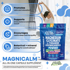 Scoop of Magni Calm powder with lemon balm and GABA ready to mix