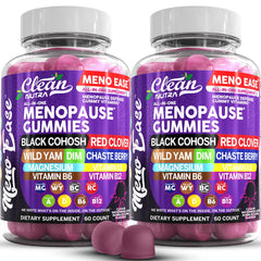 Clean Nutraceuticals Meno Ease bottle-pour shows easy daily gummies for menopause support.