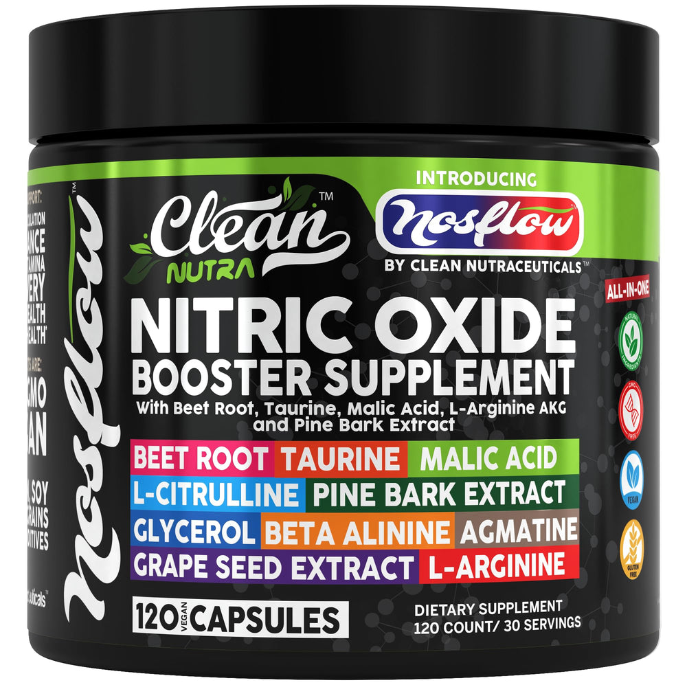 Clean Nutraceuticals NosFlow bottle front view showing endurance support potential.