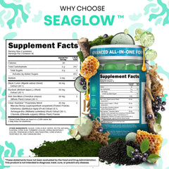 Bottle highlighting Irish sea moss ingredient in Clean Nutraceuticals Sea Glow Gummies.