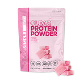 Clean Simple Eats Pink Burst Clear Protein Drink bottle, refreshing 20g protein
