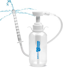 Cleanstream pump-action enema bottle with pump for controlled use