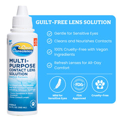 Clear Conscience: etiqueta de ingredientes premium para enjuague suave de lentes