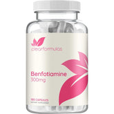Clear Formulas benfotiamine 300mg bottle on a clean surface, highlighting high absorption potential.