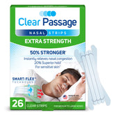 Clear Passage Nasal Strips en empaque, facilita dormir mejor al despejar nasales