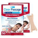 Clear Passage nasal strip extra strength tan packaging shows reliable nighttime relief