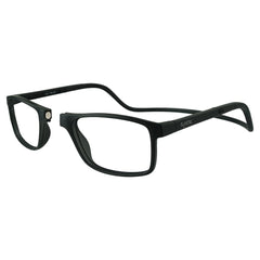 Clic Barat magnetic reading glasses front view in matte black for easy access