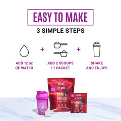 Hot cup of CLICK Coffee Protein Powder delivers espresso aroma and smooth, creamy texture.
