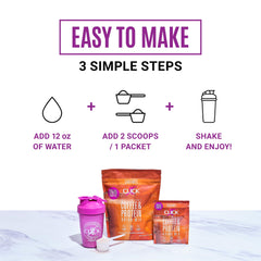 Click Coffee Protein Powder poured into smoothie tumbler for a meal replacement