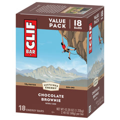 CLIF Bar Chocolate Brownie bar, tasty plant-based energy for active days.