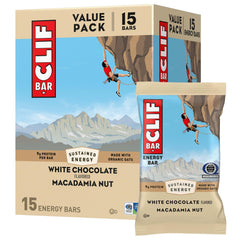 CLIF Bar white chocolate macadamia nut 15-pack box image for on-the-go energy
