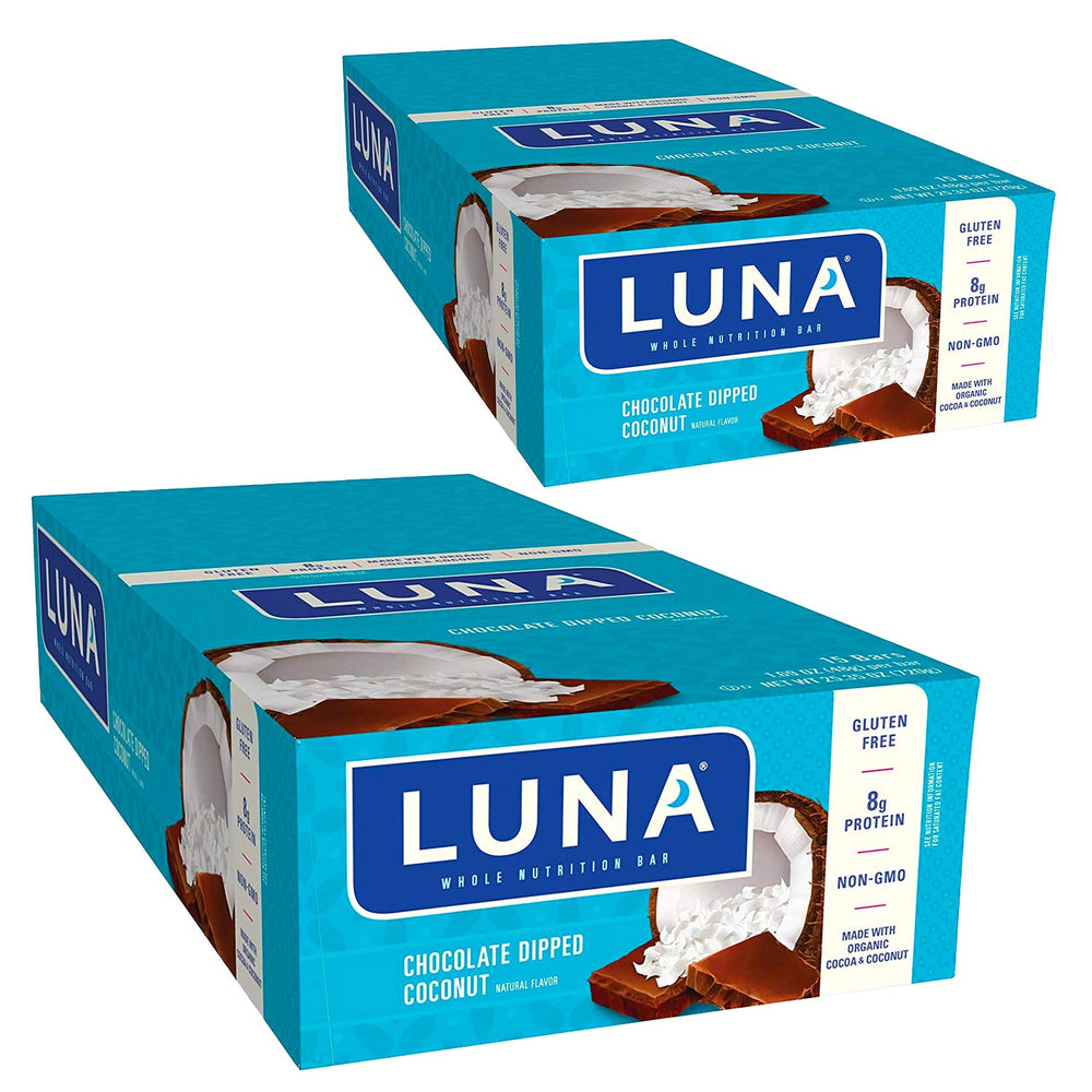 CLIF LUNA BAR Chocolate Dipped Coconut packaging shown for on-the-go snacking