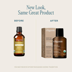 Cliganic Cedarwood oil packaging showing organic and non-GMO verification.