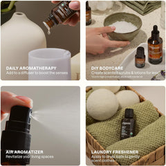 Diffuser setup featuring Cliganic Frankincense oil releasing a calming scent