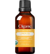 Cliganic Lemon Essential Oil bottle 1oz for pure aroma and easy diffusing.