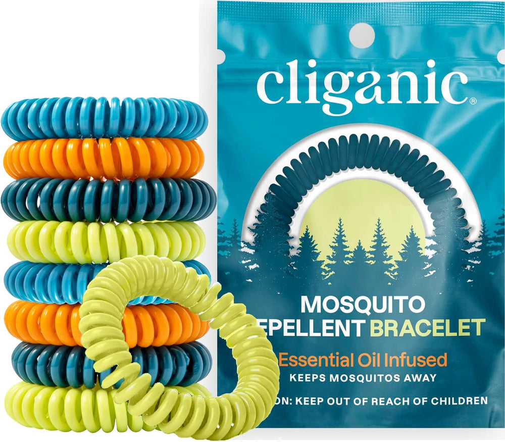 Cliganic mosquito bracelet worn on the wrist for outdoor protection.