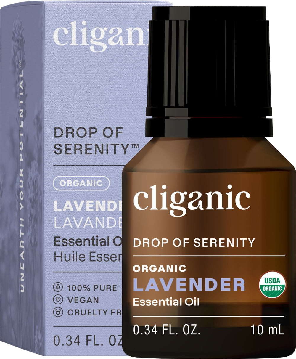 Cliganic Lavender Essential Oil bottle for aromatherapy and relaxation