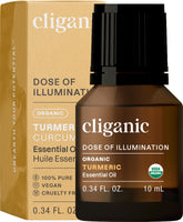 Cliganic Organic Turmeric Essential Oil bottle—pure, multi-use oil for aromatherapy.