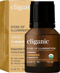 Cliganic Organic Turmeric Essential Oil bottle—pure, multi-use oil for aromatherapy.