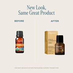 Cliganic Organic Turmeric Essential Oil dropper highlighting easy, precise dispensing for diffusers.