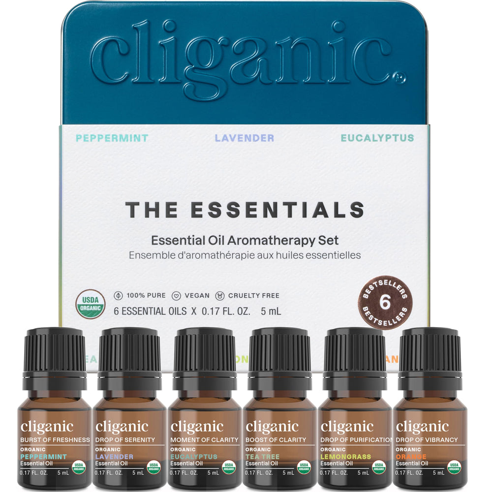 Cliganic peppermint essential oil bottle with refreshing aroma for diffusers