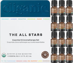 Cliganic peppermint essential oil bottle for refreshing aromatherapy and minty moods.