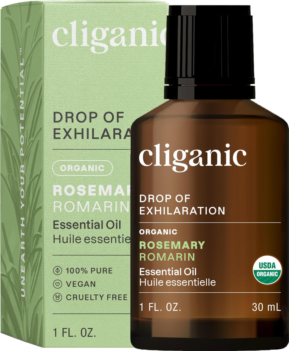 Cliganic rosemary essential oil bottle for aromatherapy and diffusion