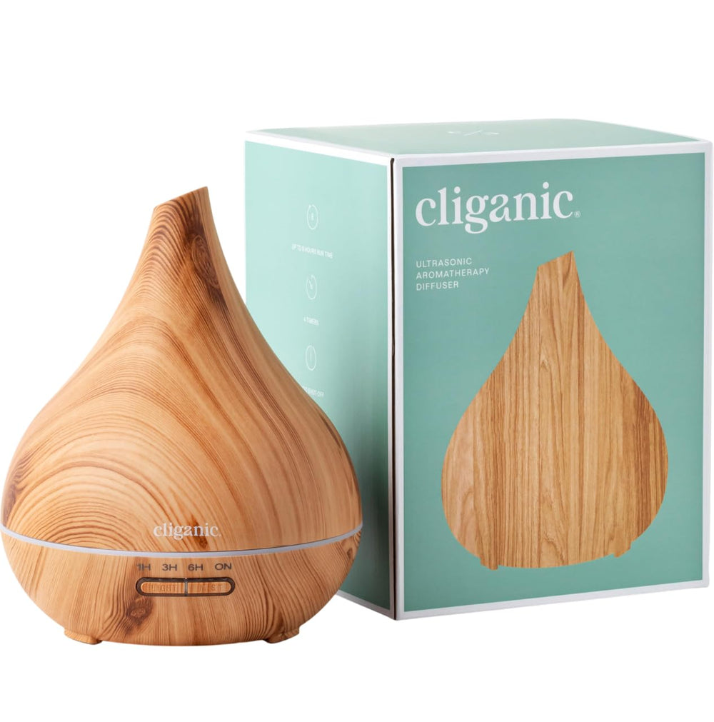 Cliganic Ultrasonic Aromatherapy Diffuser 400ml capacity for continuous aroma at home.