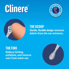 Clinere ear cleaner with a flexible fin for comfort