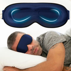 Clomay weighted eye mask in navy with 3D contour for comfortable, pressure-free sleep.