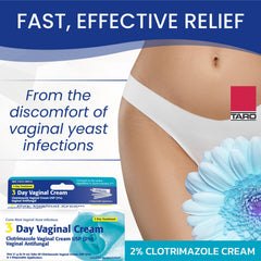 Clotrimazole 3-Day Vaginal Cream tube close-up showing smooth texture.