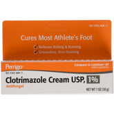 Clotrimazole cream 1oz tube for athlete's foot relief and antifungal protection.