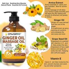 CMWGKBC ginger massage oil is applied for a relaxing self‑massage.