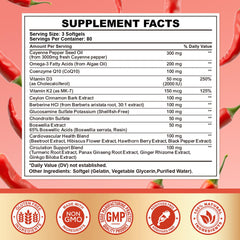 CNCHEF Cayenne Pepper Softgels capsules close-up showing 18-in-1 wellness blend