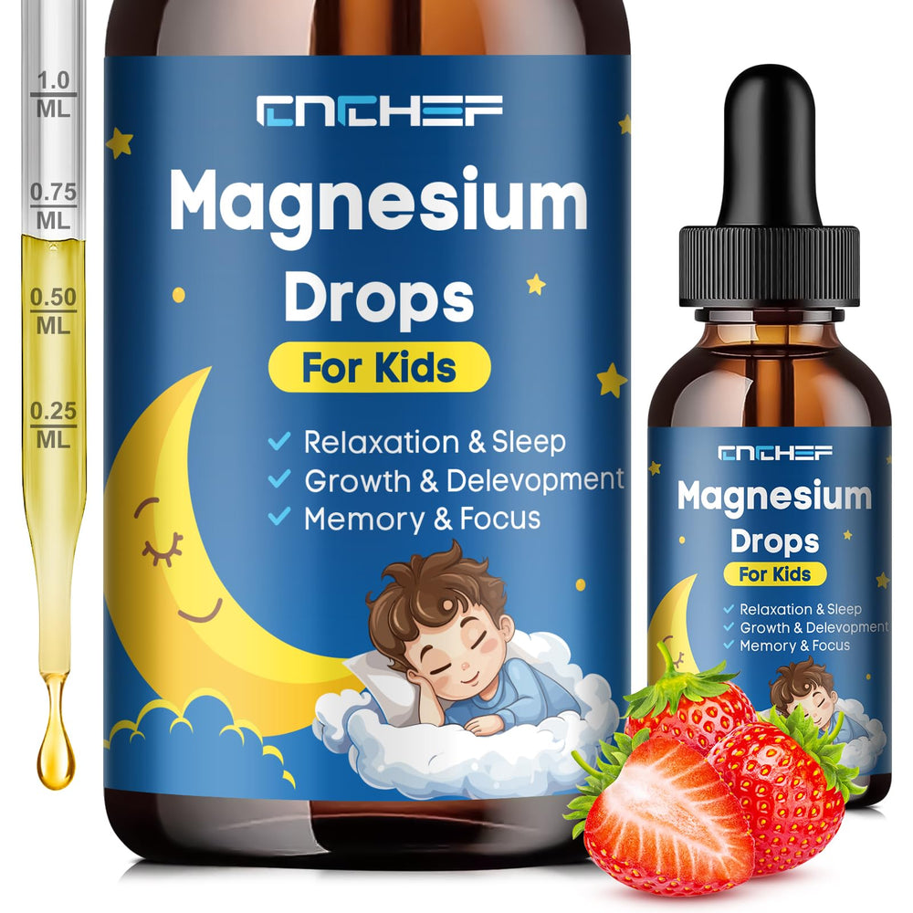 CNCHEF Magnesium Drops for Kids bottle with strawberry flavor for easy daily use