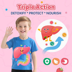 CNCHEF Zeolite Detox Drops strawberry flavor appealing to kids during use.