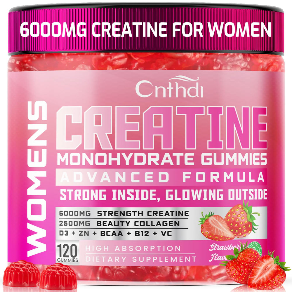 CNFHDI creatine gummies strawberry bottle for convenient pre-workout support.