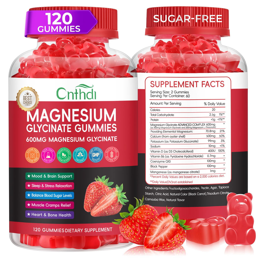 CNFHDI magnesium glycinate gummies bottle, sugar free formula for daily wellness