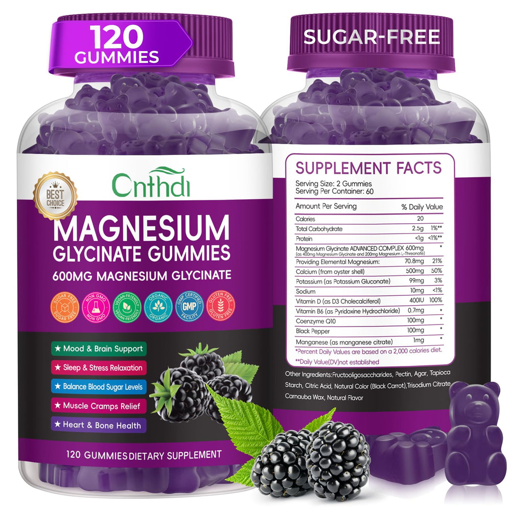 CNFHDI magnesium glycinate gummies bottle shown for daily wellness and sleep support